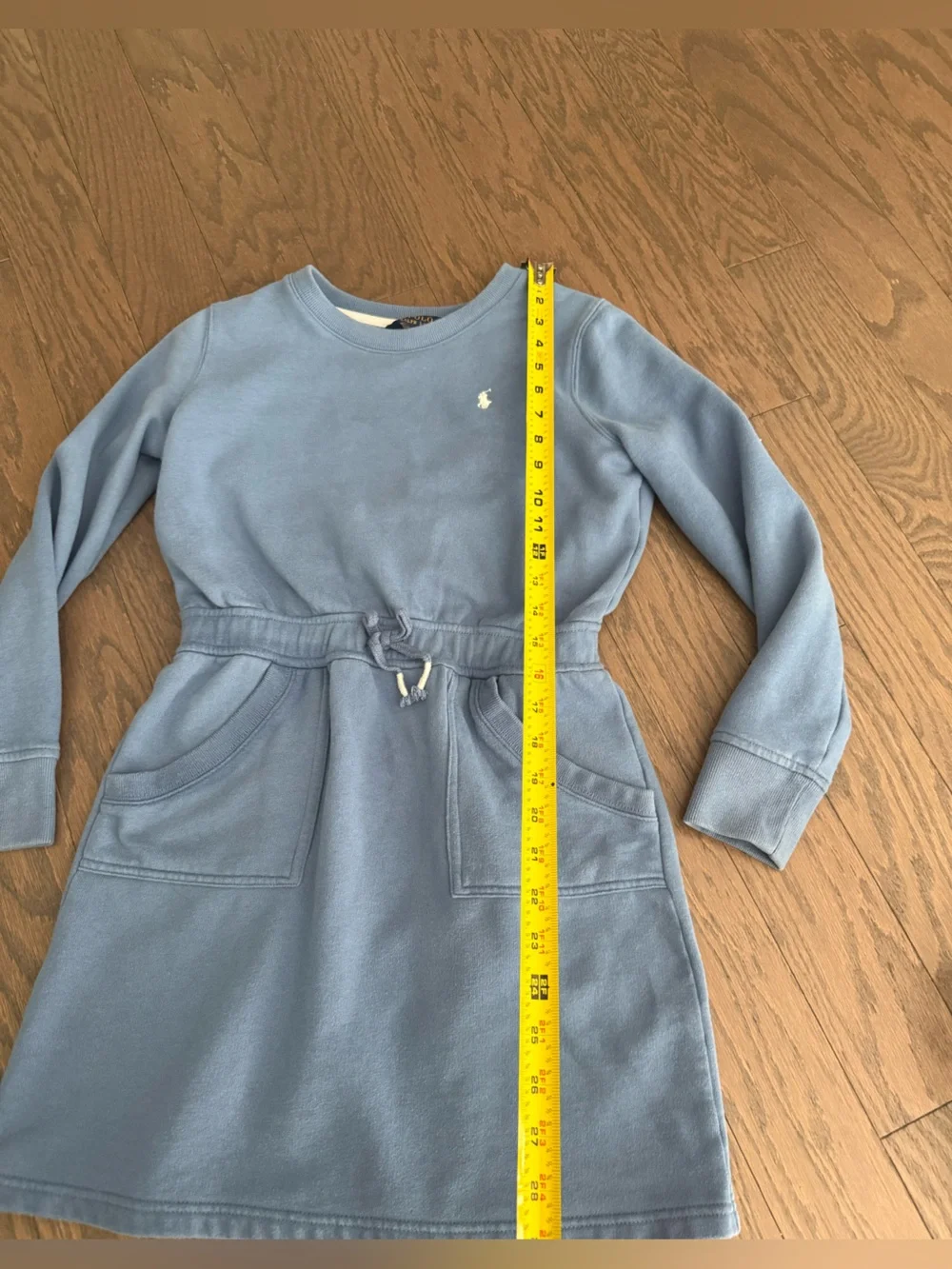 Girls polo Ralph Lauren sweater dress sz large 12-14 blue fleece preppy